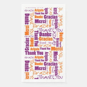 Serviette En Papier Typographie de l'Merci multilingue violet orange