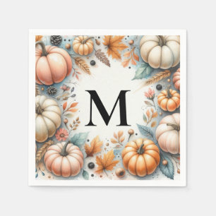Serviette En Papier Typographie de monogramme Citrouilles d'automne aq