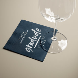 Serviette En Papier Typographie de script moderne fête de graduation b