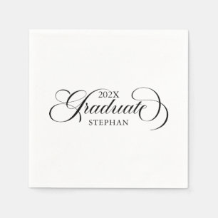 Serviette En Papier Typographie de script noir élégant