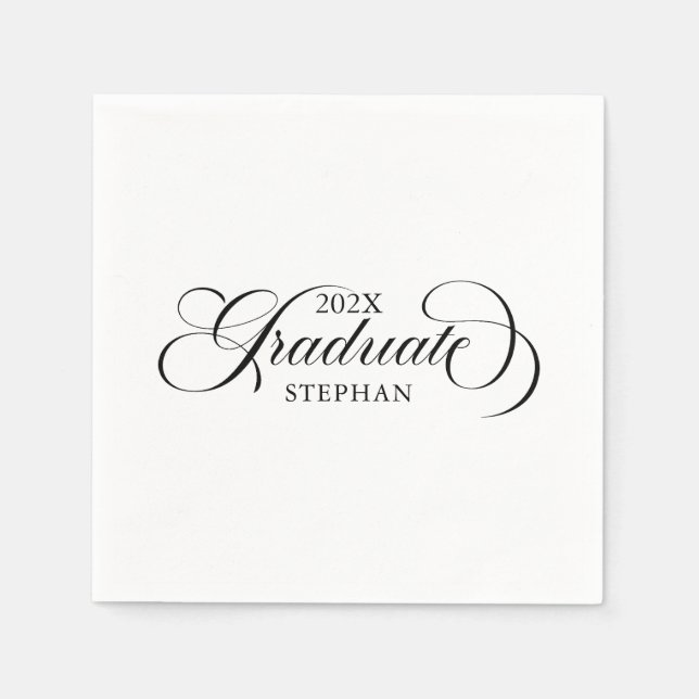 Serviette En Papier Typographie de script noir élégant (Devant)