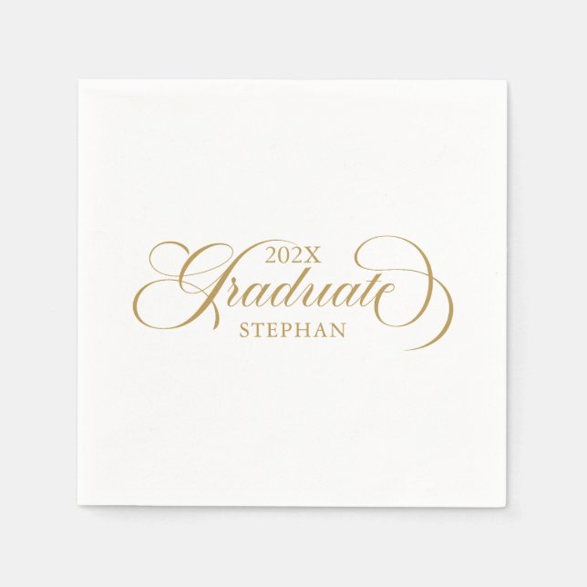 Serviette En Papier Typographie de script or élégant (Devant)