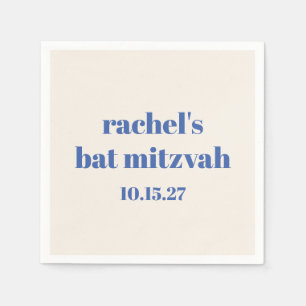 Serviette En Papier Typographie en gras bleu ivoire Bat mitzvah person