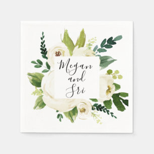 Serviette En Papier Typographie Florale Élégante