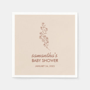 Serviette En Papier Typographie florale élégante et minimaliste pour l