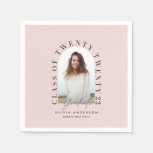 Serviette En Papier Typographie géométrique moderne arche photo rose