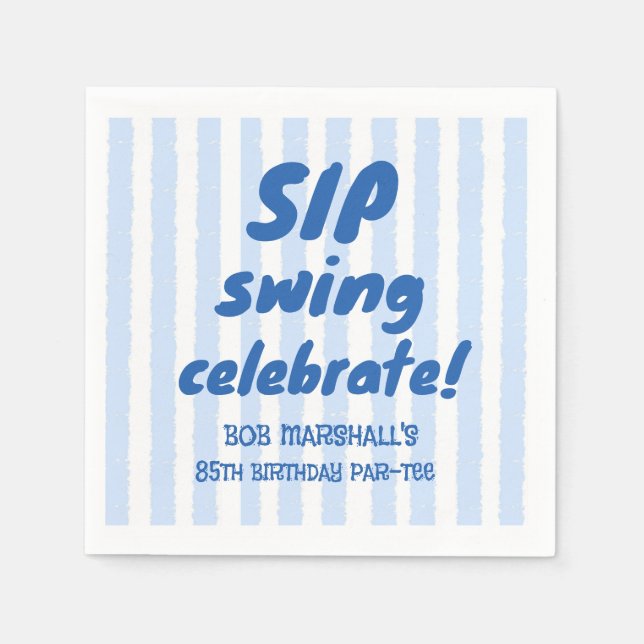 Serviette En Papier Typographie gras bleu pour 85e anniversaire golf b (Devant)