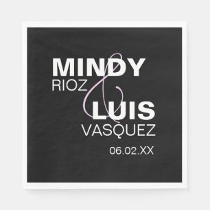 Serviette En Papier Typographie Gras Esperluette Rose Noir