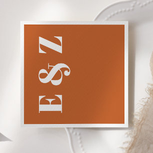 Serviette En Papier Typographie Gras Moderne Orange Brûlé Mariage