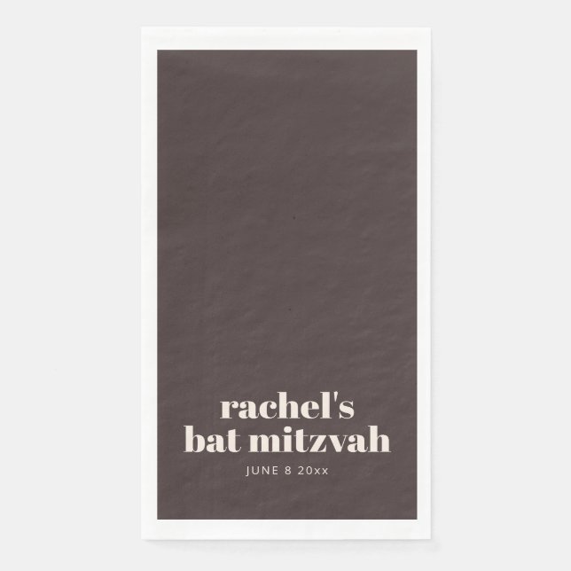 Serviette En Papier Typographie Gras Personnalisée Moderne Marron Bat  (Devant)