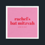 Serviette En Papier Typographie Gras Personnalisée Rose Rouge Bat mitz<br><div class="desc">Typographie personnalisée en gras rose vif et rouge Bat mitzvah moderne Napkins</div>