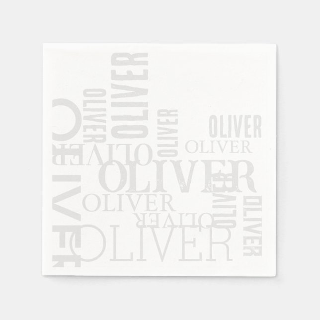 Serviette En Papier Typographie gris pâle foncé blanc (Devant)