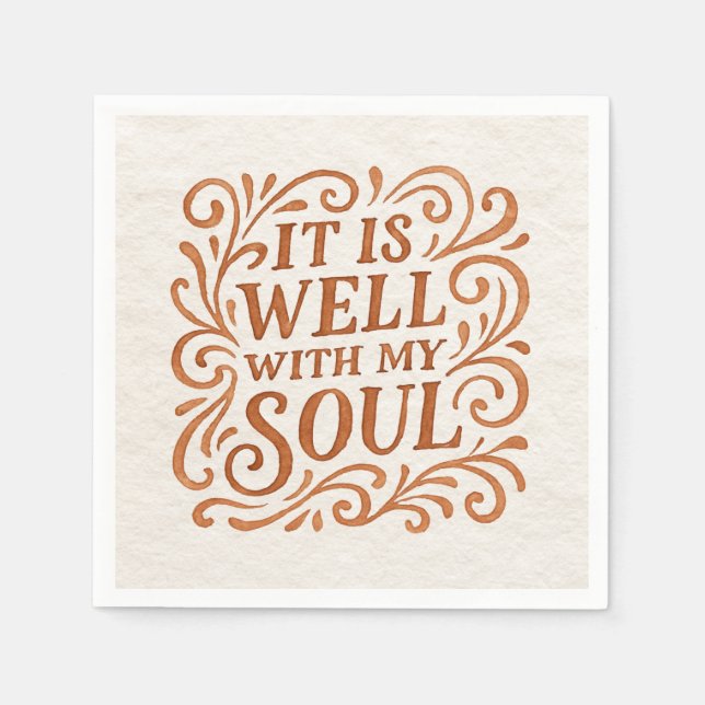 Serviette En Papier Typographie Il est bien avec mon âme (Devant)