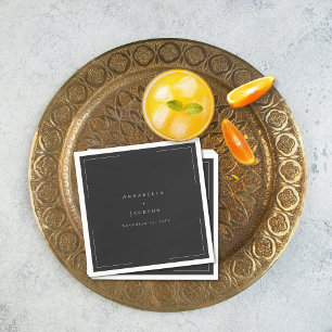 Serviette En Papier Typographie minimale Mariage noir et blanc