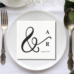 Serviette En Papier Typographie minimale moderne couple monogramme mar