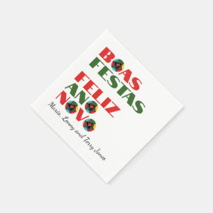 Serviette En Papier Typographie minimaliste Salutations de Noël portug