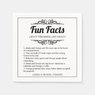 Serviette En Papier Typographie noire Fun Fun Facts papier de mariage