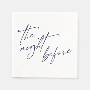 Serviette En Papier Typographie personnalisée "La Nuit Avant" Bleu Mar