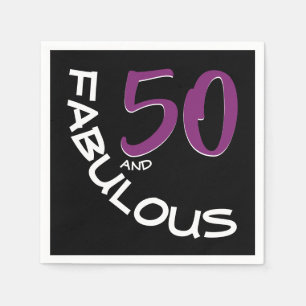 Serviette En Papier Typographie pourpre et blanche 50 et anniversaire