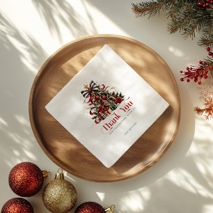 Serviette En Papier Typographie Rétro Rouge Arbre de Noël
