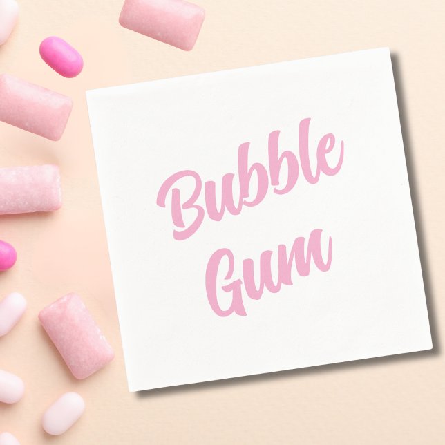 Serviette En Papier Typographie Simple Bubble Gum Rose Fête d'annivers (Créateur téléchargé)