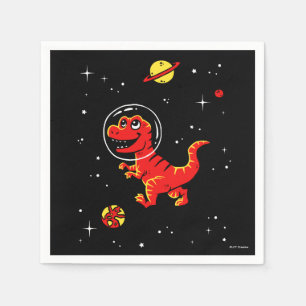 Serviette En Papier Tyrannosaurus rouge Rex Dinos dans l'espace