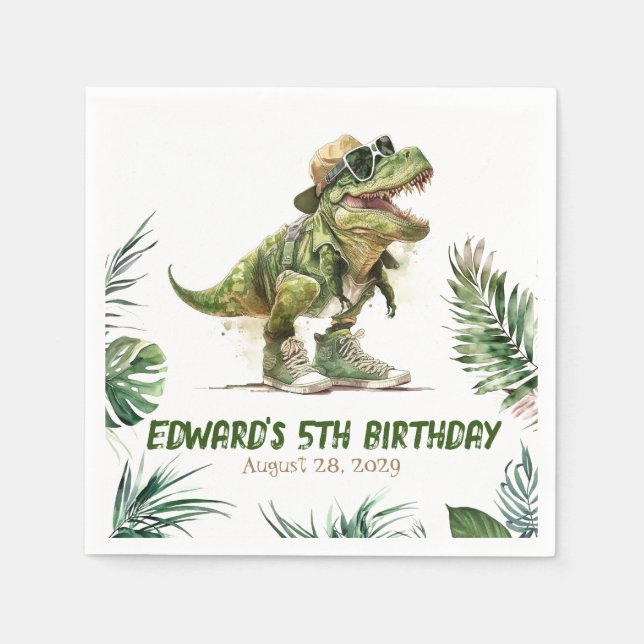 Serviette En Papier Tyronasaurus Rex Dinosaur fête d'anniversaire (Devant)