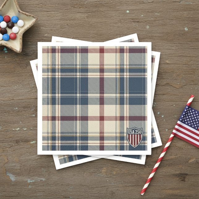 Serviette En Papier UA 250 American Plaid Shield Motif ID1301 (Créateur téléchargé)