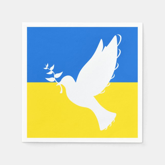 Serviette En Papier Ukraine Drapeau Napkins Paix Dove - Liberté (Devant)