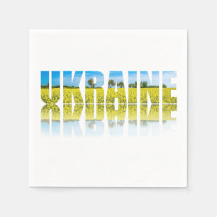 Serviette En Papier Ukraine étiquette avec ciel bleu et jaune