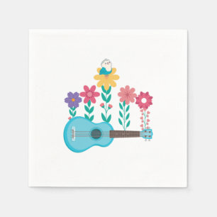 Serviette En Papier Ukulele Guitare Fleurs Musique Acoustique Basse Ca
