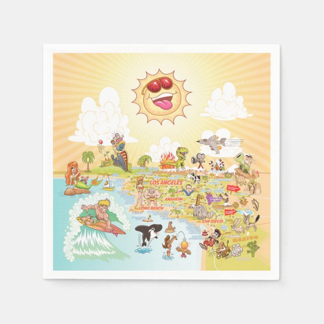 Serviette En Papier Ultime Sunny California Papier Napkin (Devant)