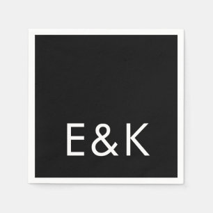 Serviette En Papier Ultra moderne Gras Gros Monogramme Simple Noir