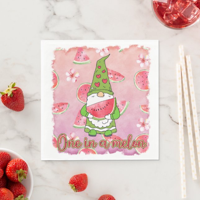 Serviette En Papier Un à Melon | Green Gnome & Watermelon (En situation)