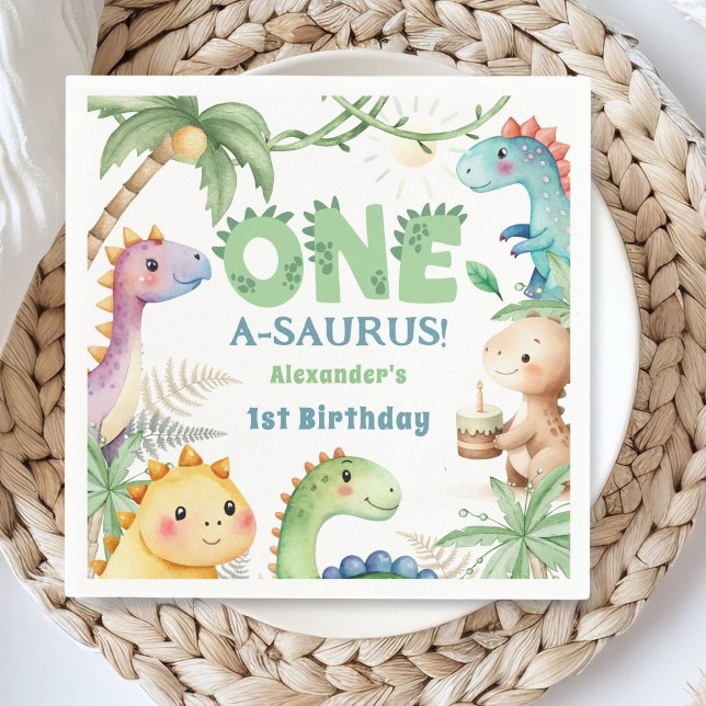 Serviette En Papier Un A-Saurus Boy Dinosaur 1er anniversaire (Créateur téléchargé)