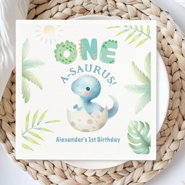 Serviette En Papier Un A-Saurus Boy Dinosaur 1er Anniversaire Papier (Créateur téléchargé)