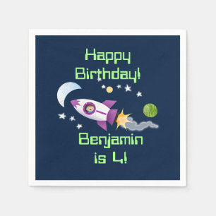 Serviette En Papier Un adorable vaisseau-fusée dans l'espace dessin an