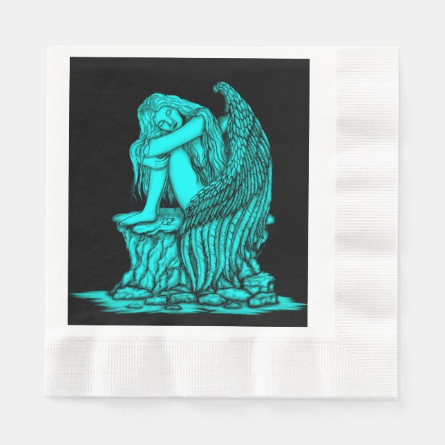 Serviette En Papier Un ange endormi sur la pierre (Devant)
