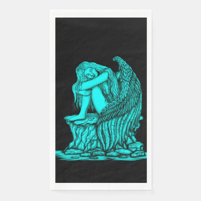 Serviette En Papier Un ange endormi sur la pierre (Devant)