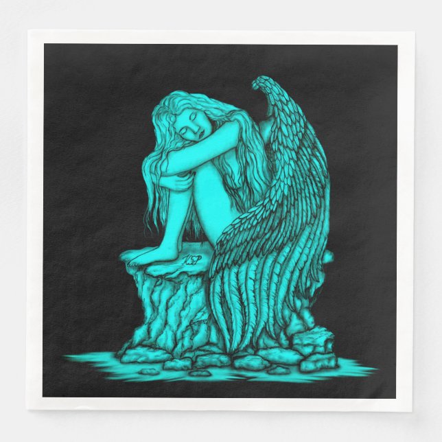 Serviette En Papier Un ange endormi sur la pierre (Devant)