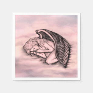 Serviette En Papier Un Ange endormi sur les nuages des cieux