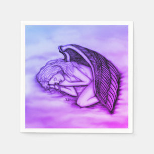Serviette En Papier Un Ange endormi sur les nuages des cieux