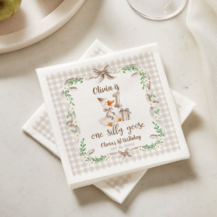 Serviette En Papier Un arc Brown Goose Silly 1er anniversaire Arc Brun