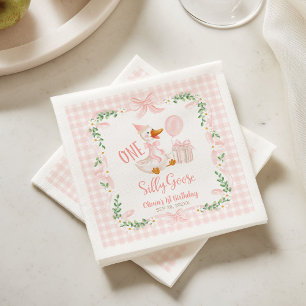 Serviette En Papier Un arc-en-ciel floral avec un nœud rose pour le 1e
