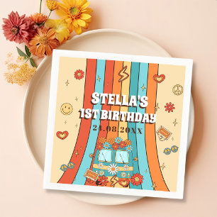 Serviette En Papier Un Arc-en-ciel rétro Super 1er anniversaire