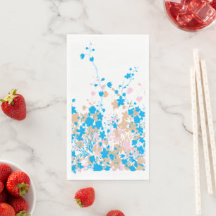 Serviette En Papier Un arrangement charmant de fleurs bleues et roses