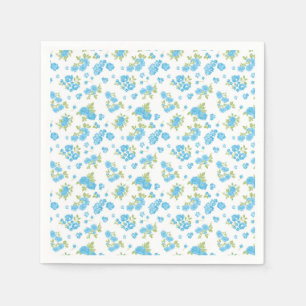 Serviette En Papier un arrière - plan blanc aux fleurs bleues et au le