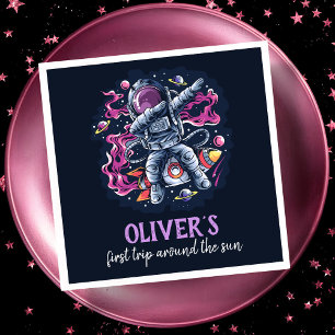 Serviette En Papier Un astronaute sur une fusée spatiale avec étoiles