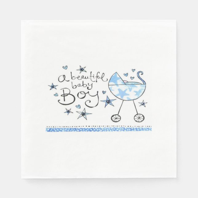 Serviette En Papier Un Baby Boy / Blanc Standard Luncheon Napkin (Devant)