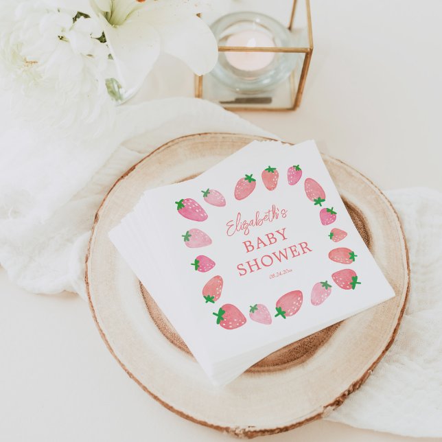 Serviette En Papier Un Baby shower de fraises doux au Berry (Créateur téléchargé)